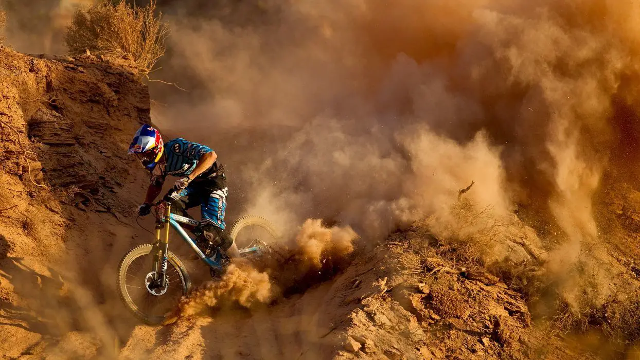 Man with bike in mountain