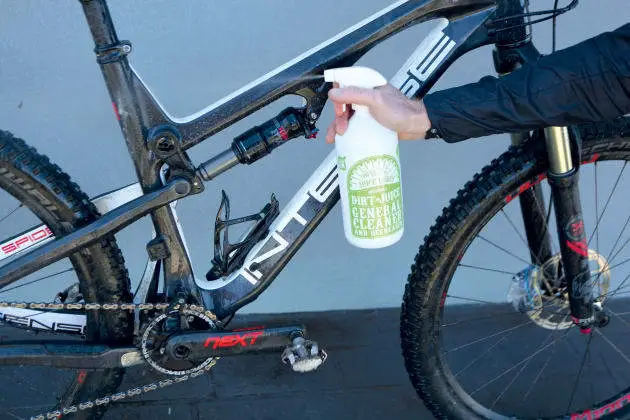 Spraying and Brushing to Clean Mountain Bike