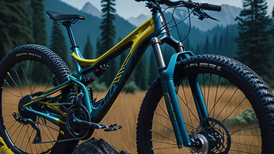 An image illustrating the concept of a suspension fork on a mountain bike, visually explaining its function and components for better understanding