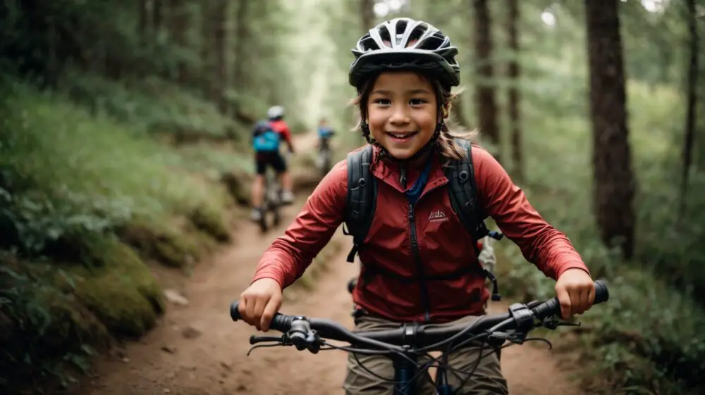 young girl on mountain bike